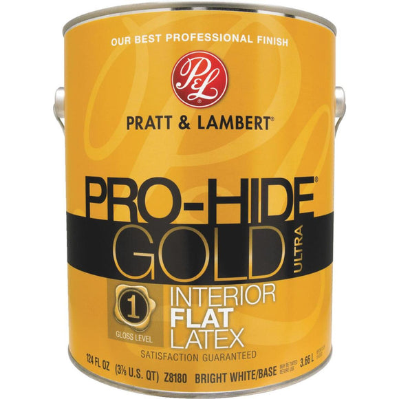 Pratt & Lambert Pro-Hide Gold Ultra Latex Flat Interior Wall Paint, Bright White Base, 1 Gal.