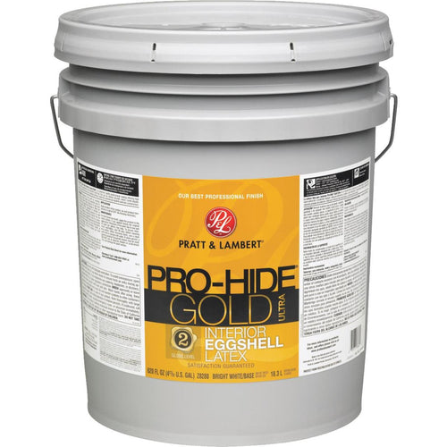 Pratt & Lambert Pro-Hide Gold Ultra Latex Eggshell Interior Wall Paint, Bright White Base, 5 Gal.